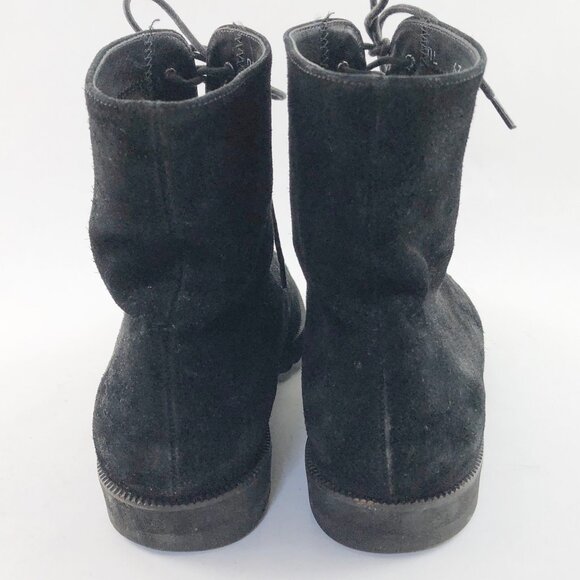 Vintage FERRAGAMO Fur-Lined Suede Lace-Up Ankle Boots with Vibram Sole 7.5B - Picture 6 of 11